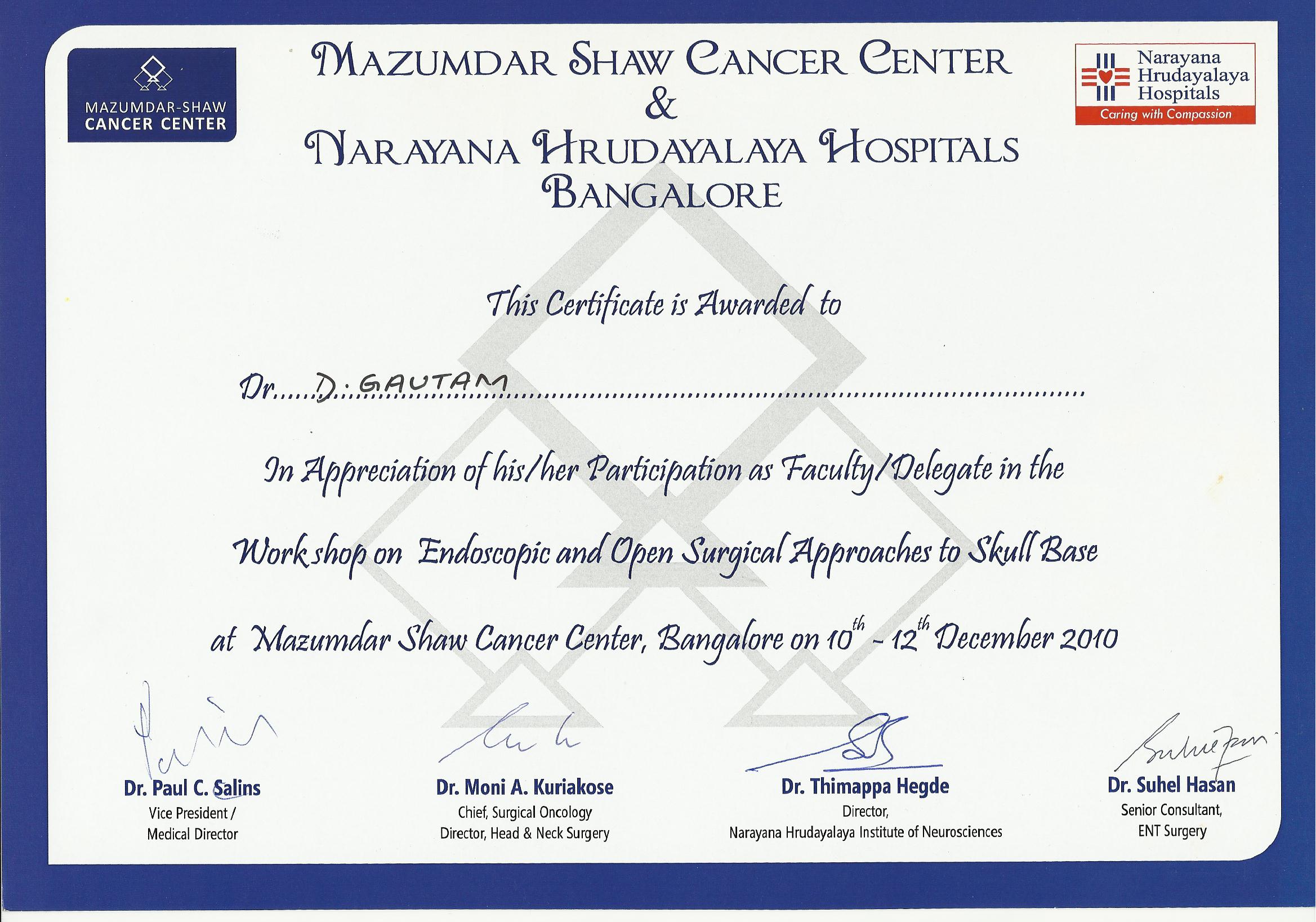 Additional Certificate